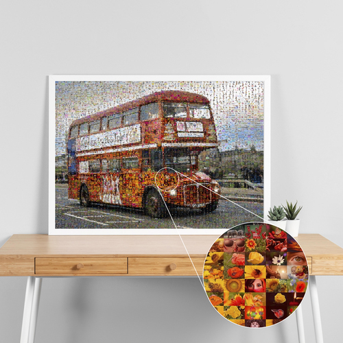 Create Your Custom London Bus Photo Mosaic - A Unique Memory Keepsake