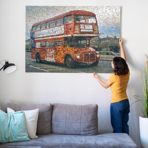 Create Your Custom London Bus Photo Mosaic - A Unique Memory Keepsake